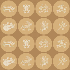 Seamless background with American Indians relics dingbats