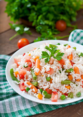 Appetizing healthy rice with vegetables