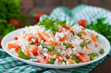 Appetizing healthy rice with vegetables