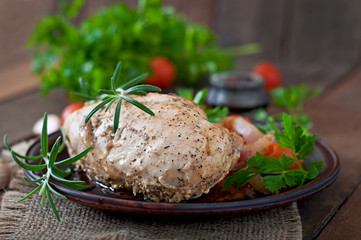 healthy baked chicken breast with vegetables