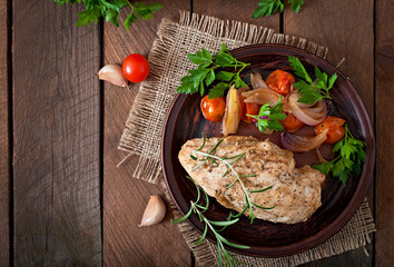 healthy baked chicken breast with vegetables