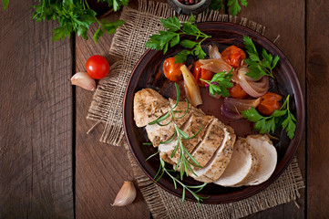 healthy baked chicken breast with vegetables