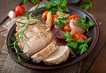 healthy baked chicken breast with vegetables