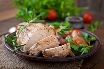 healthy baked chicken breast with vegetables