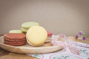 colorful macarons in vintage tone