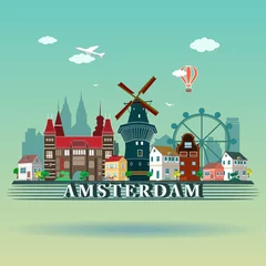 Fotobehang Modern Amsterdam city Skyline Design. Netherlands © marisa__
