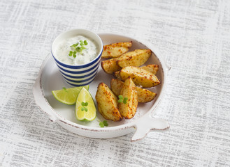 baked potatoes in a vintage plate 