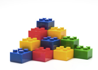 Closed up plastic building blocks for kids.