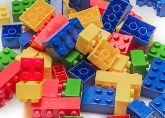 Closed up plastic building blocks for kids.