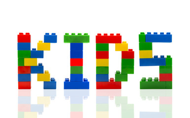 Obraz premium Kids word from plastic building block.