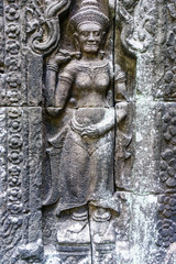 Stone Carving of Angkor Wat Temple