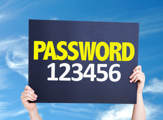 Password 123456 card with sky background