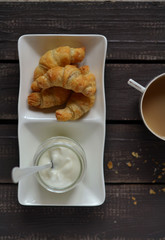 homemade mini croissants and yogurt 