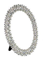 White metal photo frame with crystals on isolated background