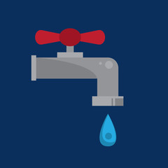 Water faucet with large droplet of water
