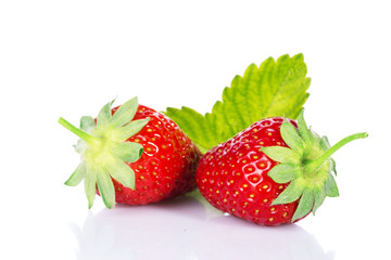 fresh strawberries isolated on white