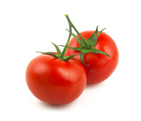 Juicy tomatoes isolated on white