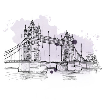 Artistic sketch of the Tower Bridge, London