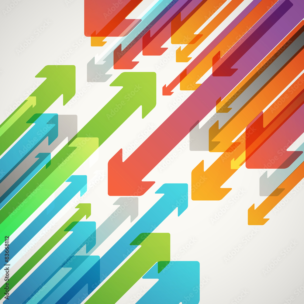 Poster Abstract vector background of different color arrows. Design con