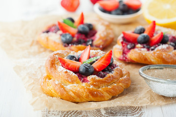 Tasty buns with berries
