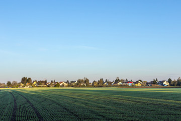 rural landscape in Munich with new settlement and fields
