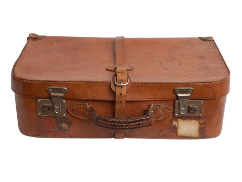 Old suitcase isolated.