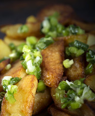 Fresh homemade fried potato wedges