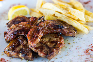 Lamb chops on the grilled