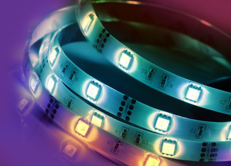 Led diode stripe lights in coil.