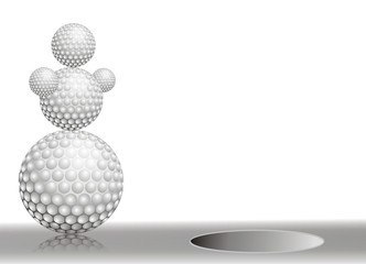 snowman made from golf balls
