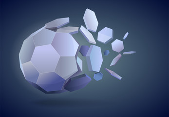 Abstract pentagon sphere, 3d ball vector illustration