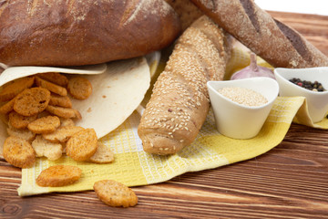 Different bread. Food background.