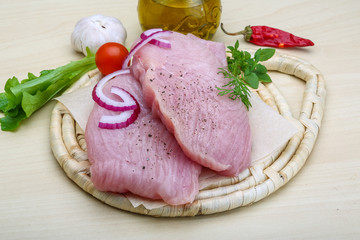 Raw turkey steak