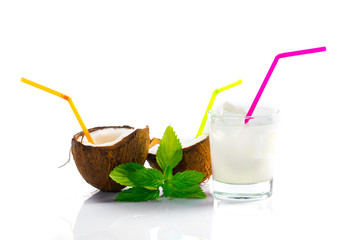 Pinacolada drink with mint leaf
