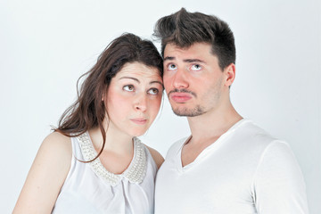 Puzzled loving couple