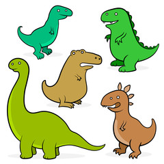 Set of five cartoon dinosaurs for kids