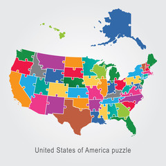 USA administrative map - puzzle