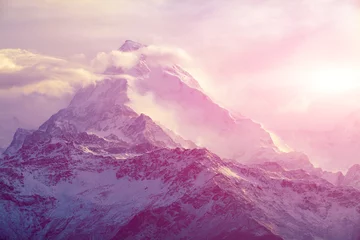 Deurstickers Lavendel zonsopgang in de bergen