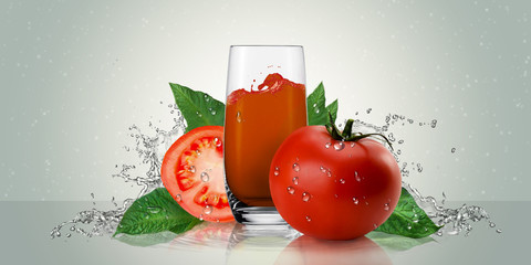 Tomato juice tomatoes and fruits.