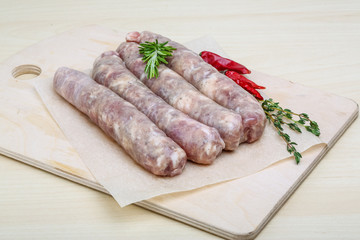 Handmade sausages for grill