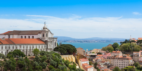 Fototapeta na wymiar Panoramic view of Miradouro da Graca from Senhora do monte viewp