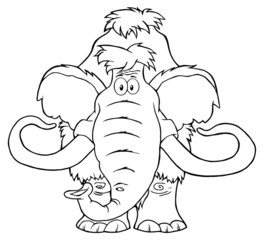 Black And White Mammoth Cartoon Character