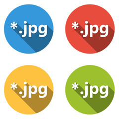 Collection of 4 isolated flat buttons for jpg extension