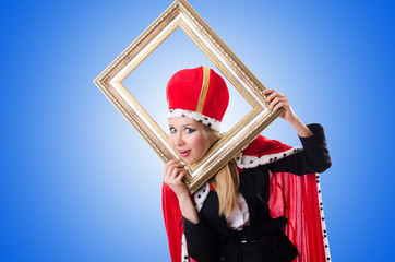 Fototapeta premium Woman queen in funny concept