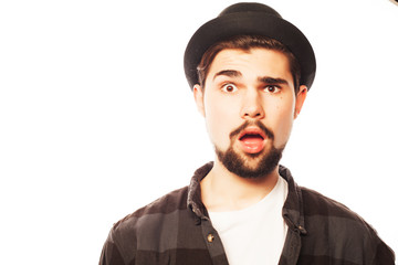 Young man  wearing black hat