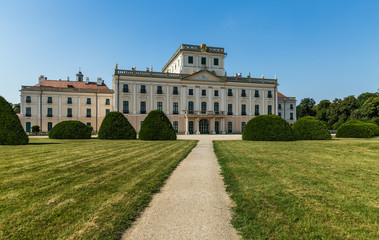 Fototapeta na wymiar The Esterhazy Castle back side with park in Fertod Hungary.