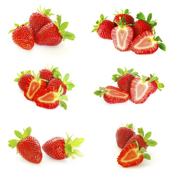 Strawberry. Fruits on white. Collection
