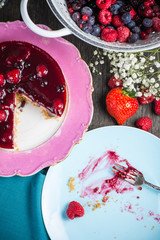 Homemade summer berries fruit cheesecake