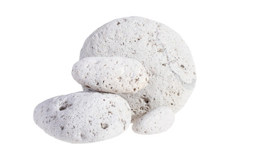 Four pieces of pumice isolated on white background