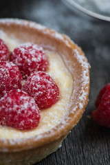 Traditional homemade fresh raspberry tart